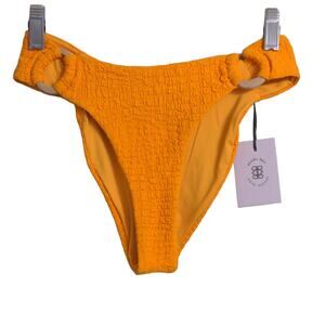 Revel Rey Cora Bikini Bottom Cara Cara Orange Croc Textured Ring Detail S New